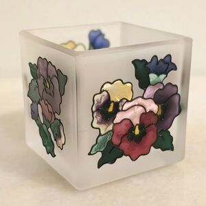 Joan Baker Designs Art Glass Hand Painted Tea Light Candle Holder